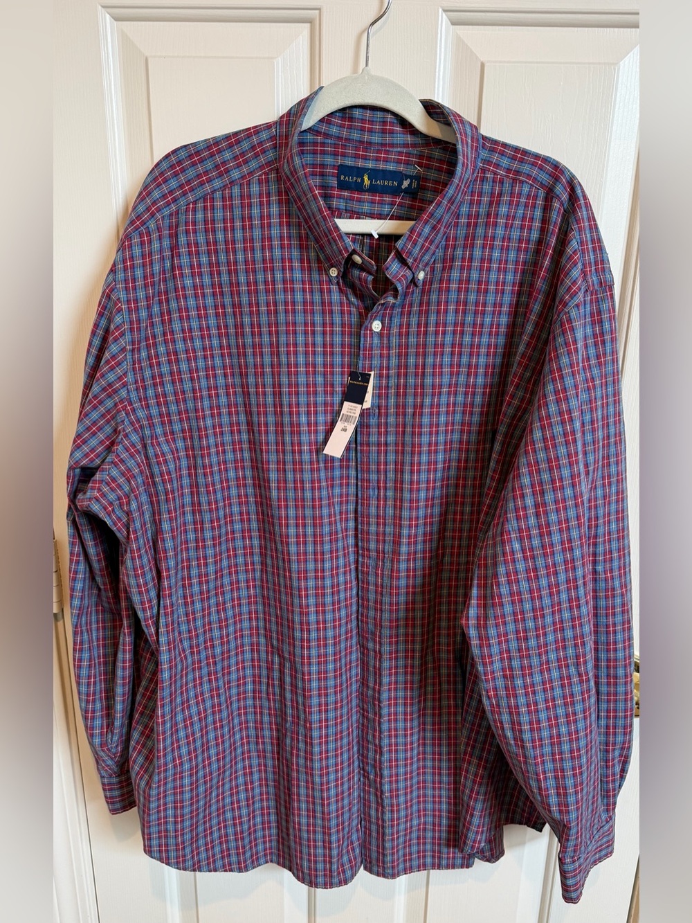 NWT Ralph Lauren Men’s Red & Blue Plaid Button-Down Shirt Size 3X - Picture 2 of 6